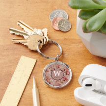 Hübscher Damaske mit Monogramm Retro-Blumenrosa