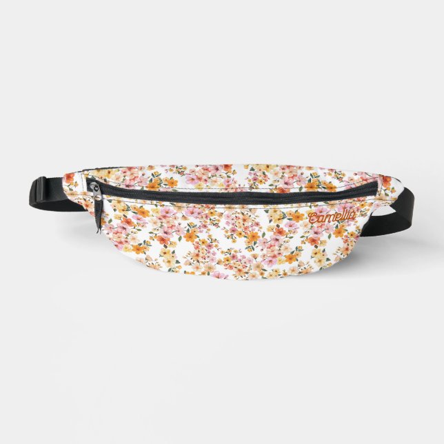 Hübscher Ditsy Blumenmuster Gelb Orange Custom Bauchtasche (Vorderseite)