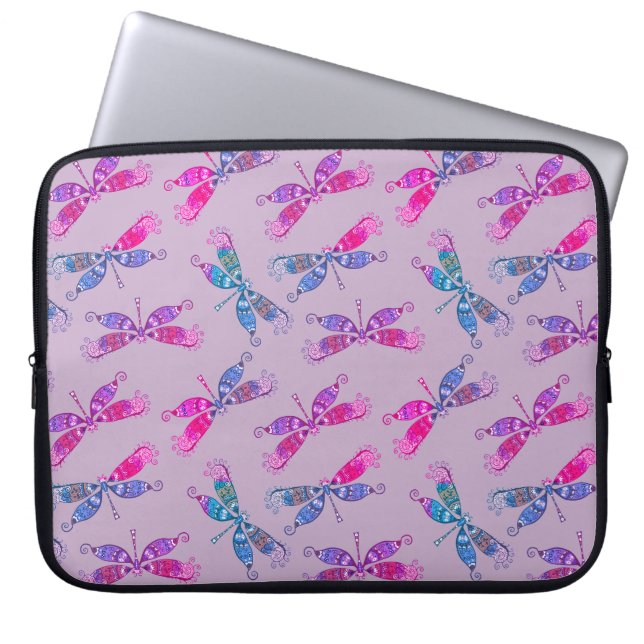 Hübscher Dragonfly Lila Blue Two Tone Muster Laptopschutzhülle (Vorderseite)