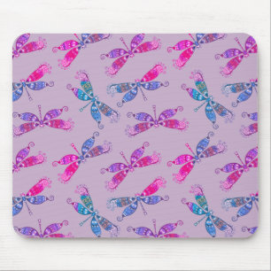 Hübscher Dragonfly Lila Blue Two Tone Muster Mousepad