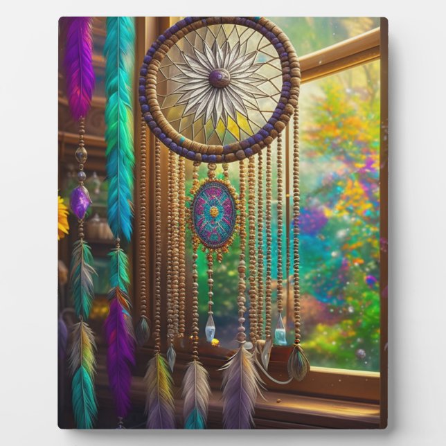 Hübscher Dreamcatcher in Window Lila Boho Fotoplatte (Vorderseite)