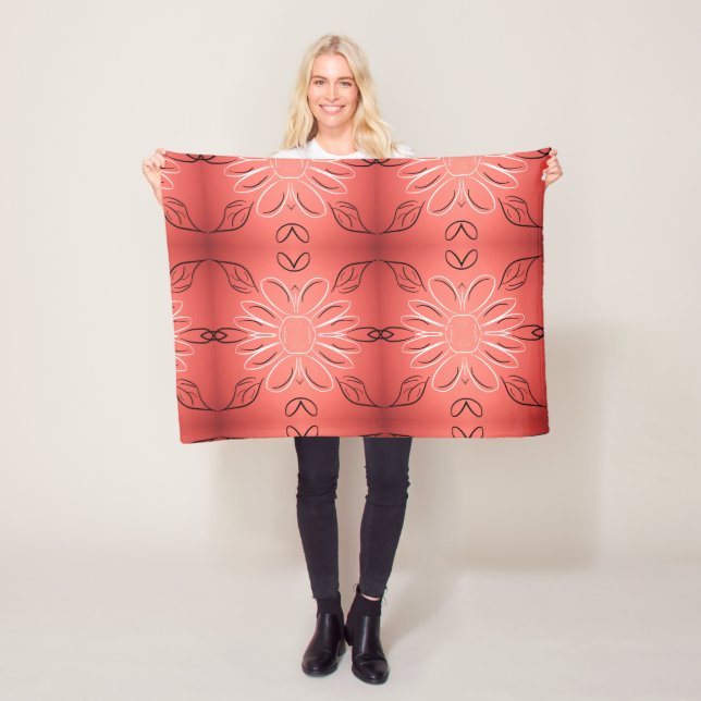 Hübscher Druck mit Burgundy Coral Fleecedecke (Beispiel)