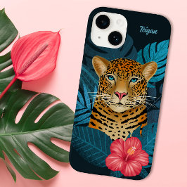 Hübscher Dschungel Leopard | Blau | Name Case-Mate iPhone 14 Hülle