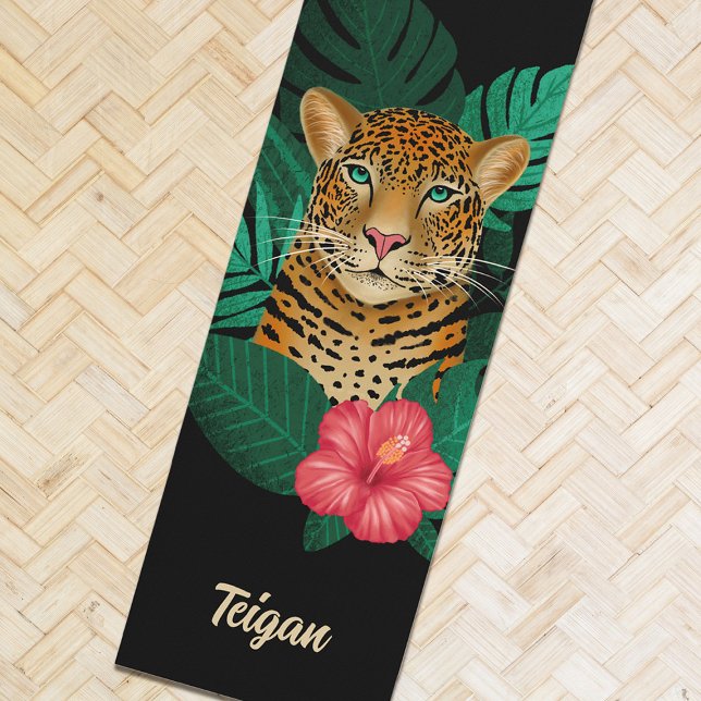 Hübscher Dschungel Leopard | Schwarz | Name Yogamatte (Von Creator hochgeladen)