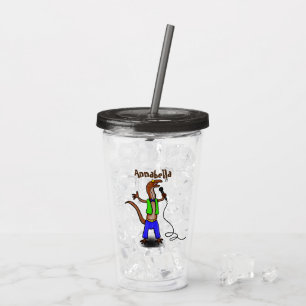 Hübscher Eidechsengesang mit Mikrofon-Cartoon Acryltrinkbecher