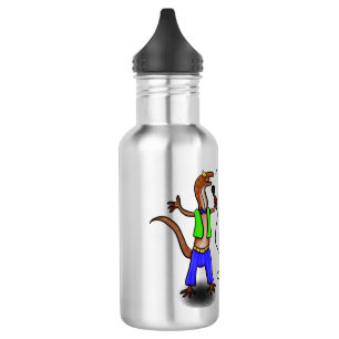 Hübscher Eidechsengesang mit Mikrofon-Cartoon Edelstahlflasche