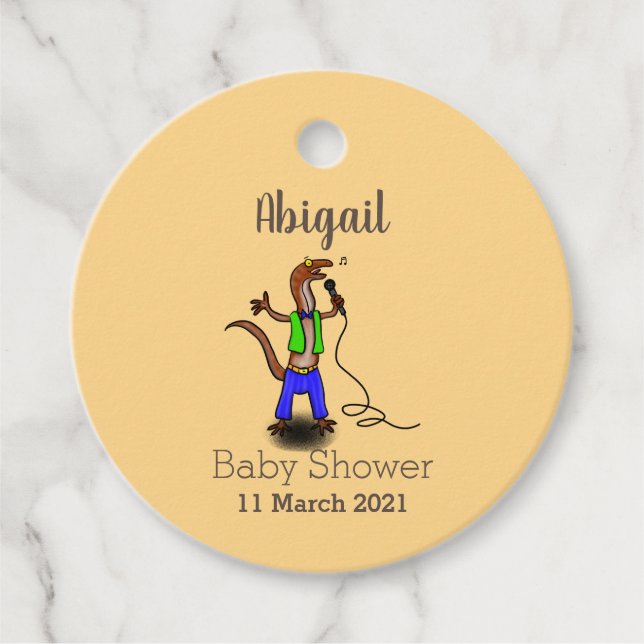 Hübscher Eidechsengesang mit Mikrofon-Cartoon Geschenkanhänger (Vorderseite)