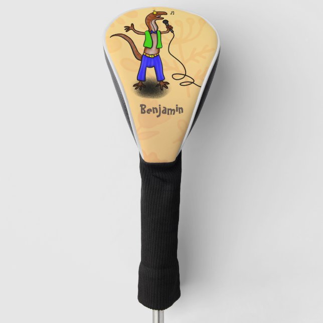Hübscher Eidechsengesang mit Mikrofon-Cartoon Golf Headcover (Vorderseite)