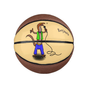 Hübscher Eidechsengesang mit Mikrofon-Cartoon Mini Basketball