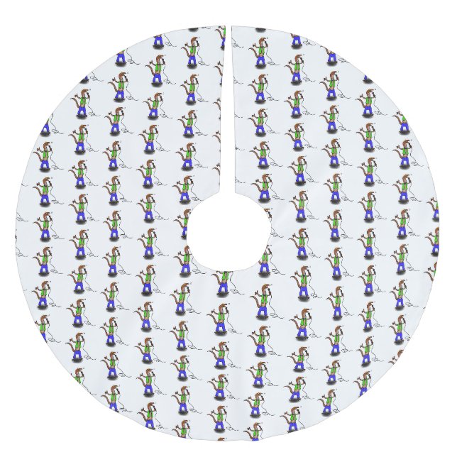 Hübscher Eidechsengesang mit Mikrofon-Cartoon Polyester Weihnachtsbaumdecke (Vorderseite)