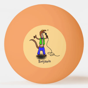 Hübscher Eidechsengesang mit Mikrofon-Cartoon Tischtennisball