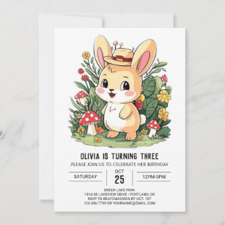 Hübscher einfacher Bunny Digital Geburtstag Einladung