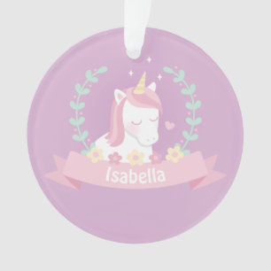 Hübscher Einhorn-Blumenkranz Mädchen Lila Ornament