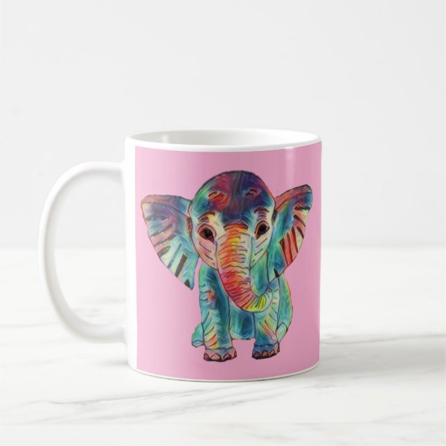 Hübscher Elefant Bunter Becher Kaffeetasse (Links)