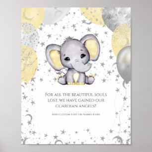 Hübscher Elefant Gelbe Luftballons Baby Shower Ged Poster