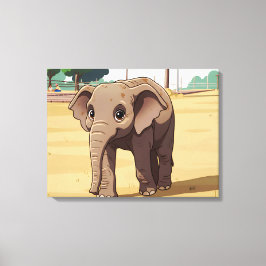 Hübscher Elefant Nahaufnahme auf Leinwanddruck