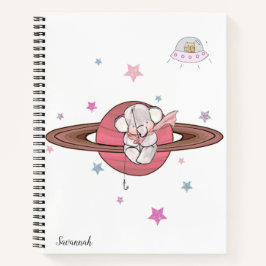 Hübscher Elefant Planet Name farbenfroh Notizbuch