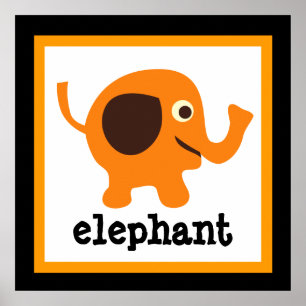 Hübscher Elefant Safari Tiere Baby Kinder Poster