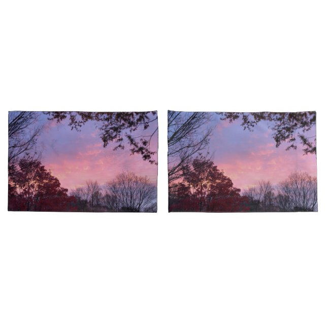 Hübscher Fall Sunset Pink Blue Sky Kissenbezug (Rückseite-Set)