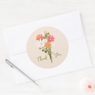 Hübscher farbenfroher moderner Blumenstrauß Dankes Runder Aufkleber