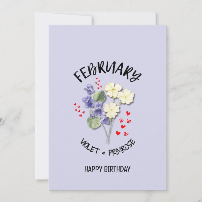 Hübscher FEBRUAR Geburtstagskarte Monat Blume Gebu (Vorderseite)