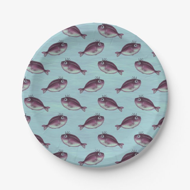 Hübscher Fisch mit Extravagantem Augenbrauenmuster Pappteller (Vorderseite)