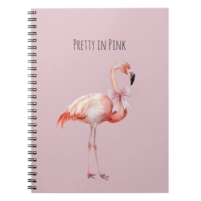 Hübscher Flamingo mit rosa Schleife Notizblock (Vorderseite)