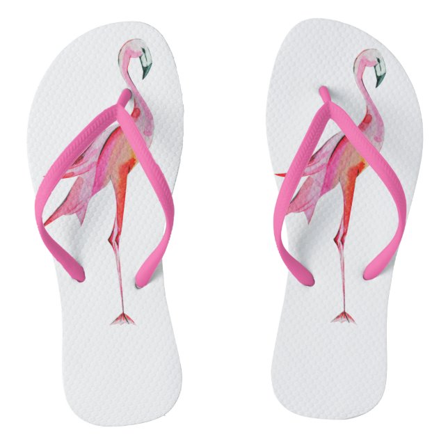 Hübscher Flamingo Tropischer Vogel Flip Flops (Fußbett)