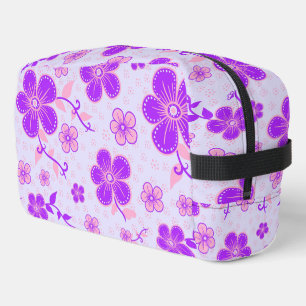 Hübscher floraler Aufdruck lila und rosa auf Laven Waschbeutel