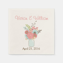 Hübscher floraler Mason Jar Custom Wedkin Napkin Serviette