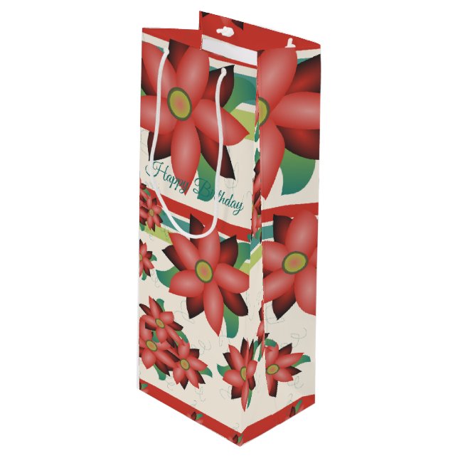 Hübscher Flower Wine Bag Geschenktüte Für Weinflaschen (Vorderseite Schrägansicht)