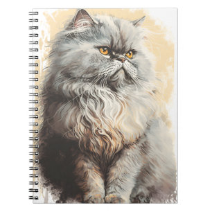 HÜBSCHER FLUFFY GRAY PERSIAN CAT NOTIZBLOCK