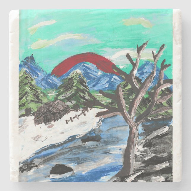 Hübscher Fluss Steinuntersetzer (Vorderseite)