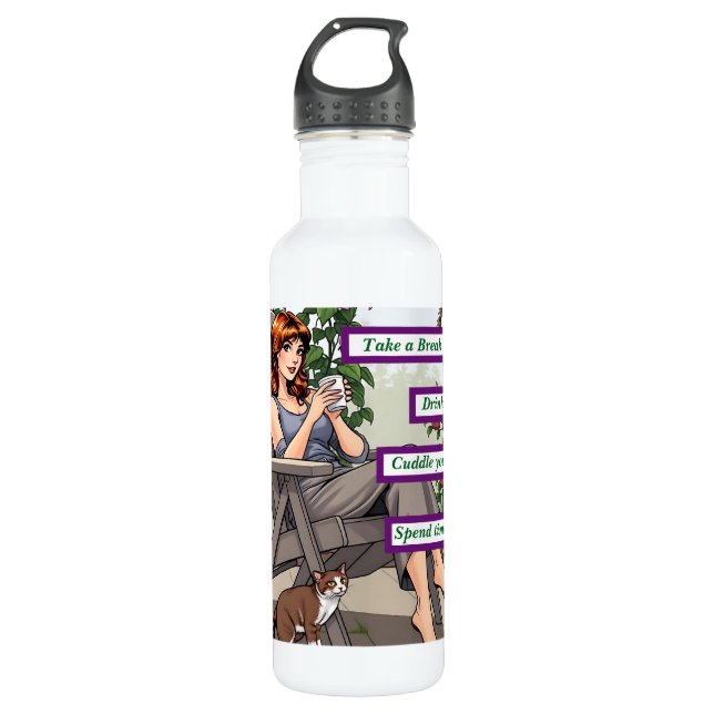 Hübscher Frauenkaffee, Ihr Hund und Pflanze Edelstahlflasche (Vorderseite)