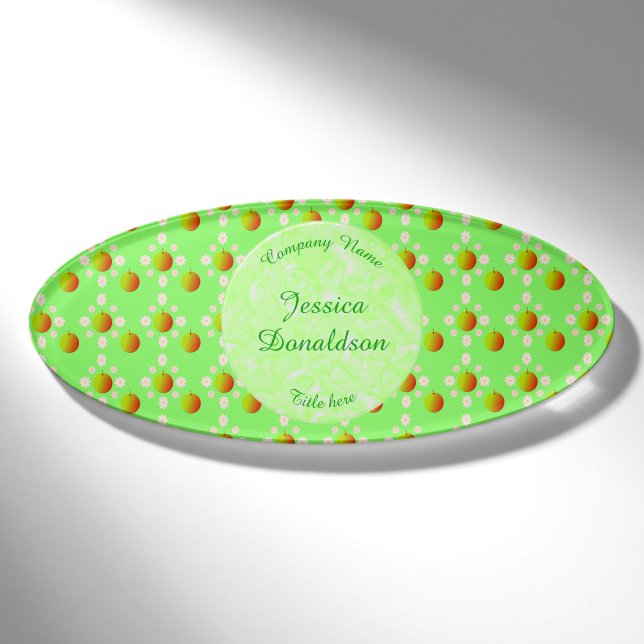 Hübscher Frühling Apfelblüte und Äpfel Gemustert Namenschild (Vorderseite)