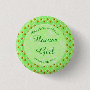 Hübscher Frühling Hochzeit Apfelblüte und Äpfel Button