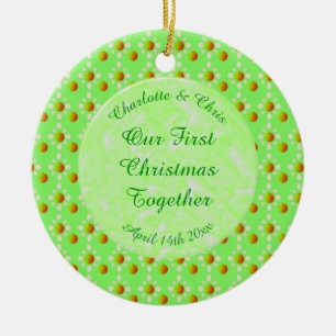 Hübscher Frühling Hochzeit Apfelblüte und Äpfel Keramik Ornament