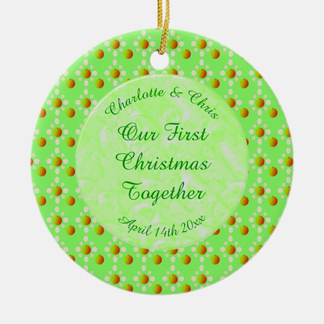 Hübscher Frühling Hochzeit Apfelblüte und Äpfel Keramik Ornament (Vorne)