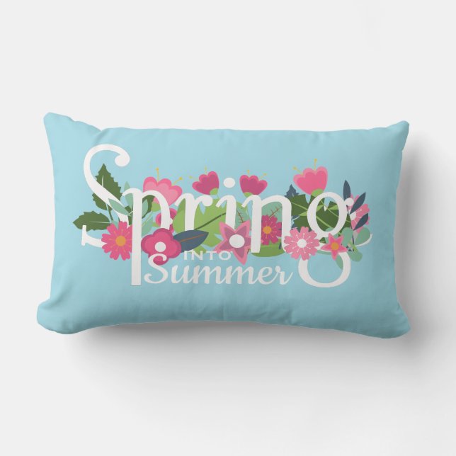 Hübscher Frühling in Sommerblumenblau Kissen Für Draußen (Vorderseite)