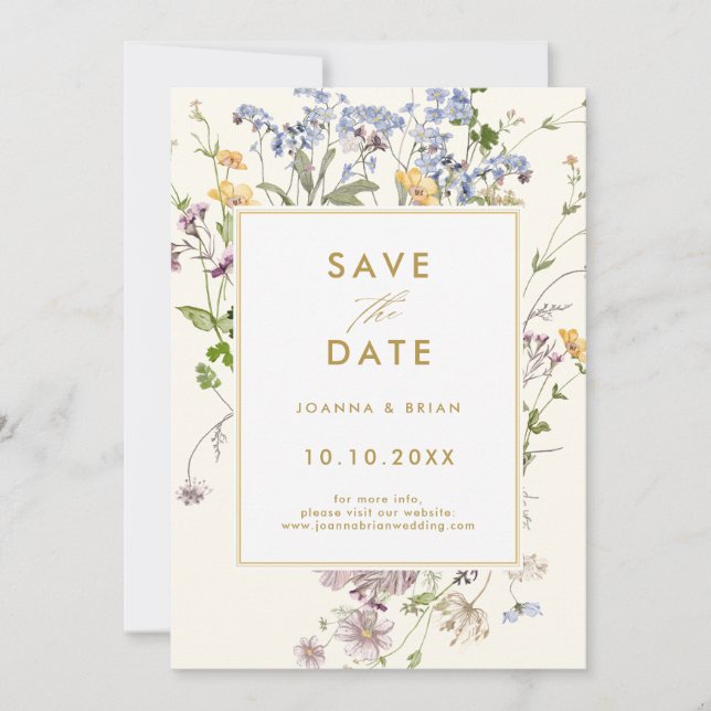 Hübscher Frühling Wildblume Wilhelm Garten Save The Date (Vorderseite)