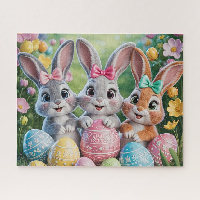 Hübscher Frühlingsblumen-Osterhase (Horizontal)