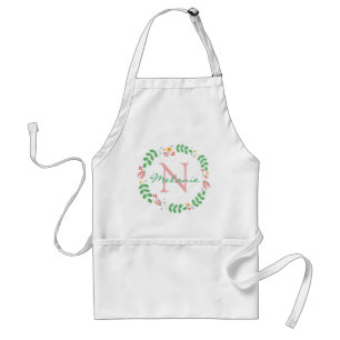 Hübscher Frühlingsblumenkranz Mit Monogramm Schürze