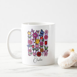 Hübscher Frühlingsgarten-Becher Blumen Schmetterli Kaffeetasse