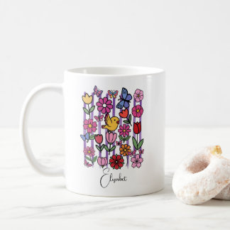 Hübscher Frühlingsgarten-Becher Blumen Schmetterli Kaffeetasse