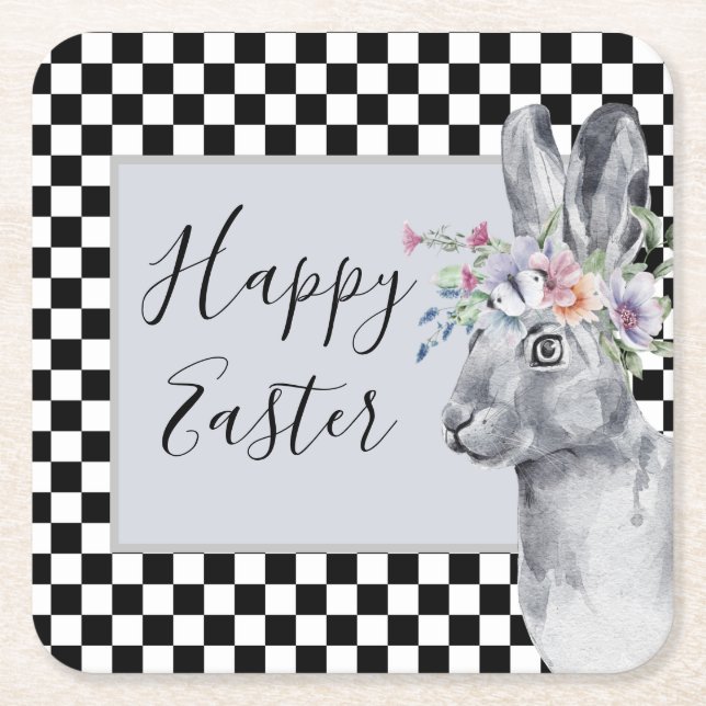 Hübscher Frühlingshase Ostern Rechteckiger Pappuntersetzer (Vorderseite)