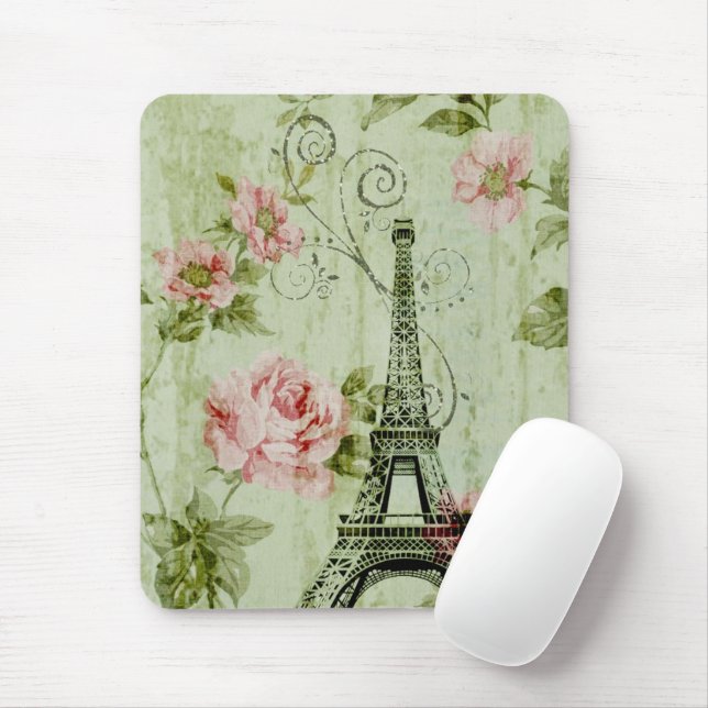 hübscher Frühlingsminzturm, rosa Blumenparis Mousepad (Mit Mouse)