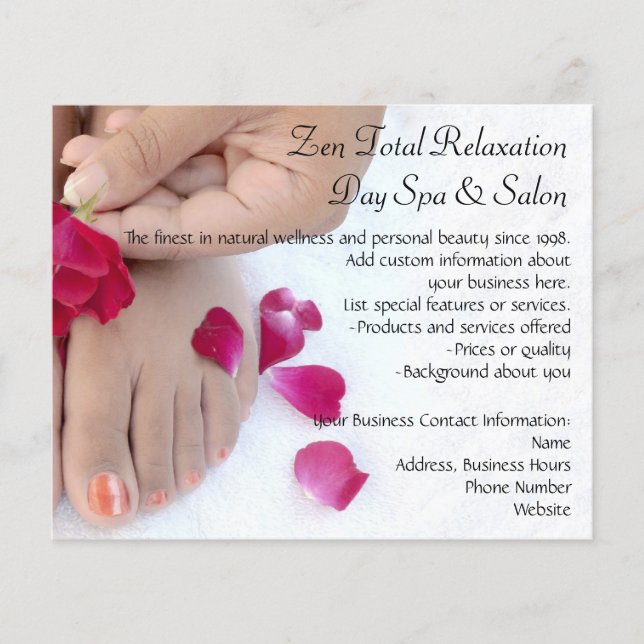 Hübscher Fuchsia Pink Rose Pedikürsalon Flyer (Vorne)