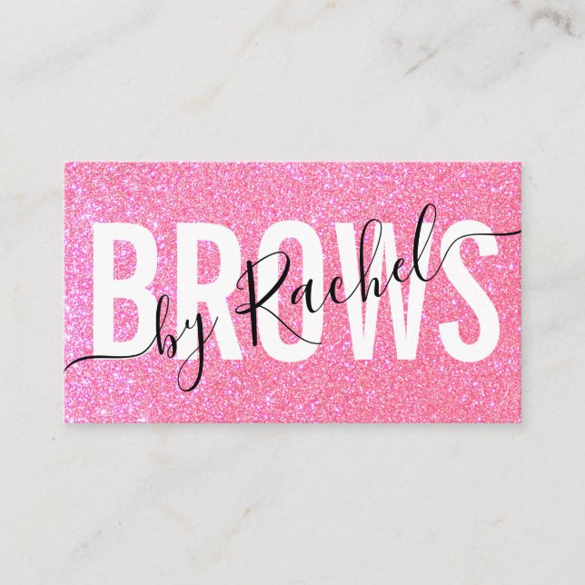 Hübscher Funkelnd rosa Glitzer Typografy Brow Arti Visitenkarte (Vorderseite)