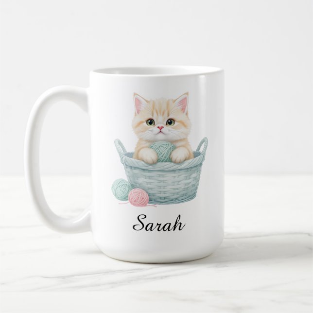 Hübscher Garn Kätzchen Becher Kaffeetasse (Links)