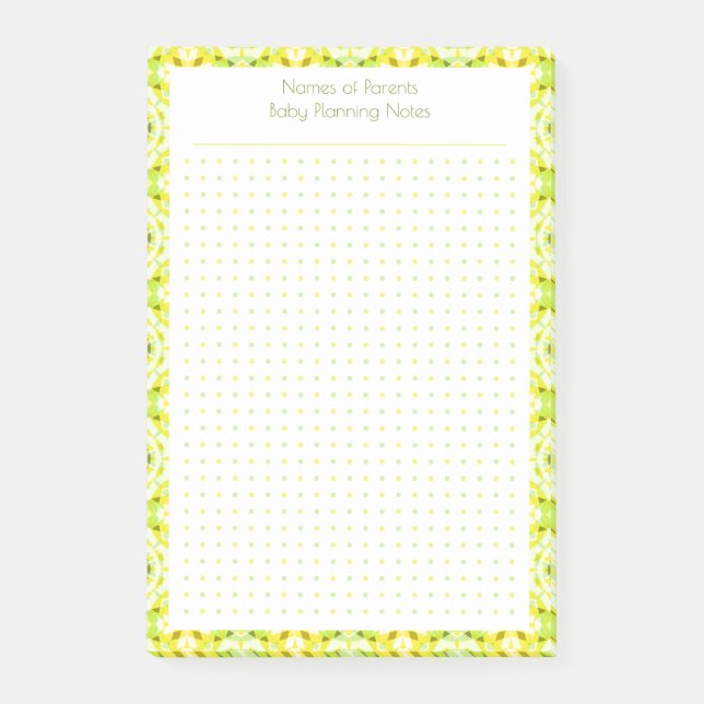 Hübscher, gelber Dot Grid Junge Mutter Babyplaner Post-it Klebezettel (Vorderseite)